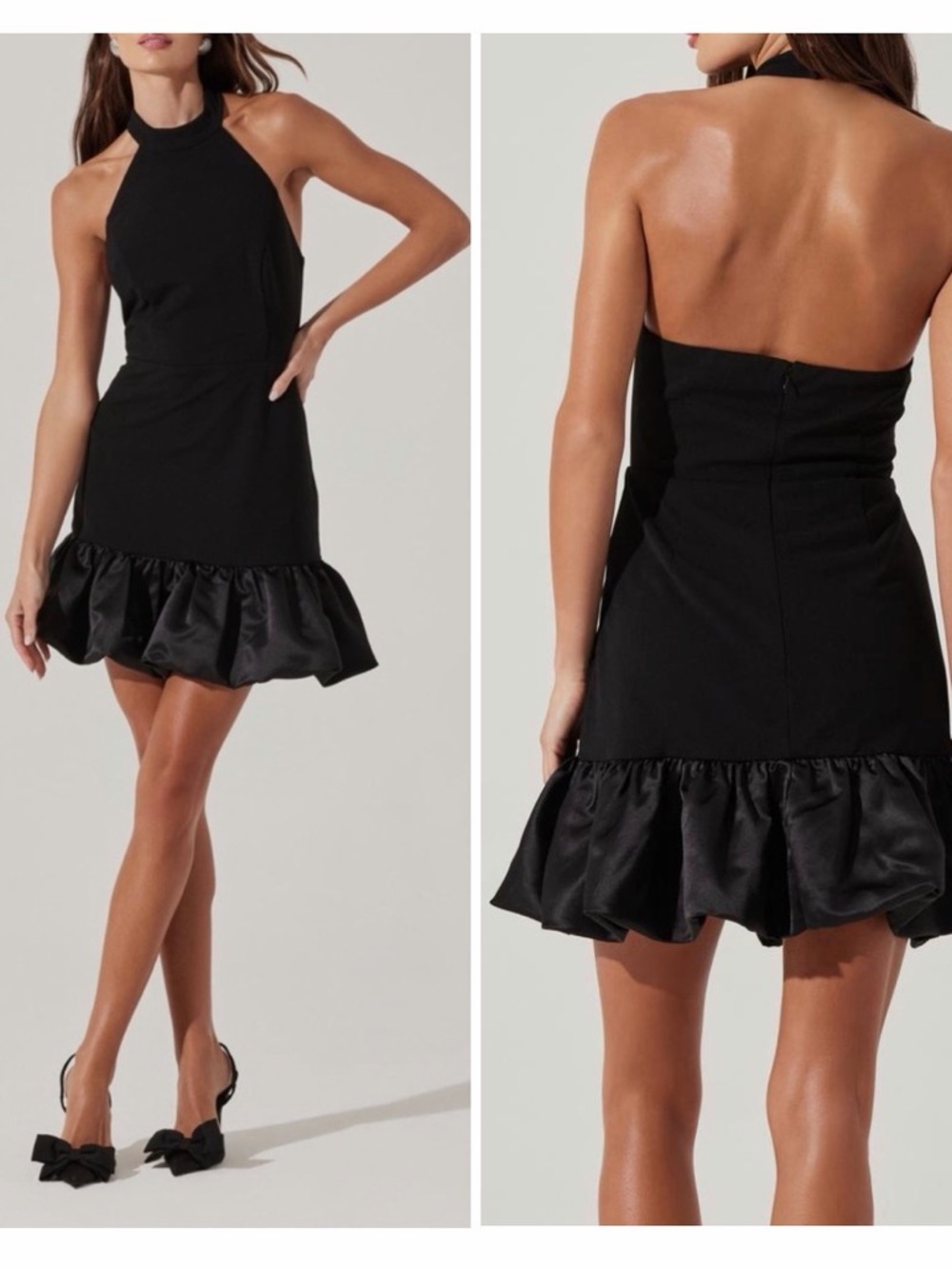 ASTR The Label Bubble Hem Halter Mini Dress